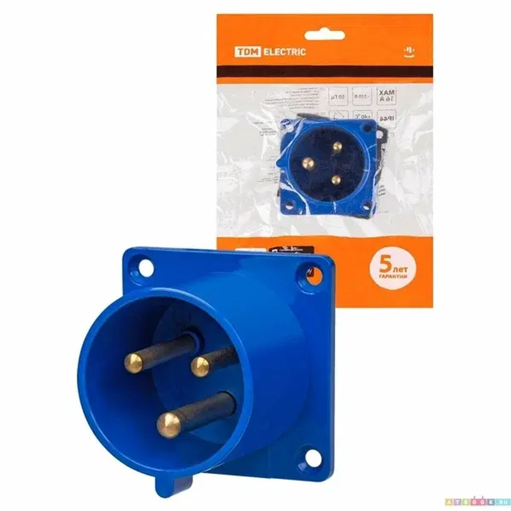 Вилка 623 скрытая 2Р+РЕ 32А 220В IP44 TDM SQ0607-0004
