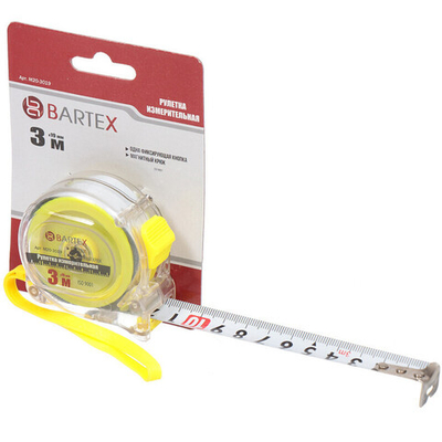 Рулетка 3 м, магнитн, 19 мм, с фиксатором, прозрачный корпус, Bartex, M-20, шт
