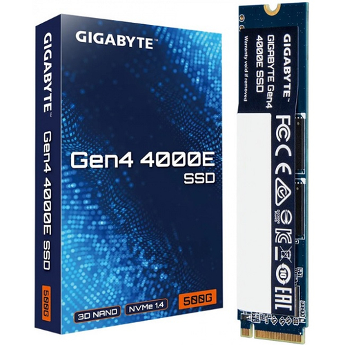 Жесткий диск SSD M.2 512Gb GIGABYTE Gen4 4000E, 3600/3000MBs, 240000 IOPS, TLC 3D NAND, 2280, PCI-E3.0x4 (G440E500G)
