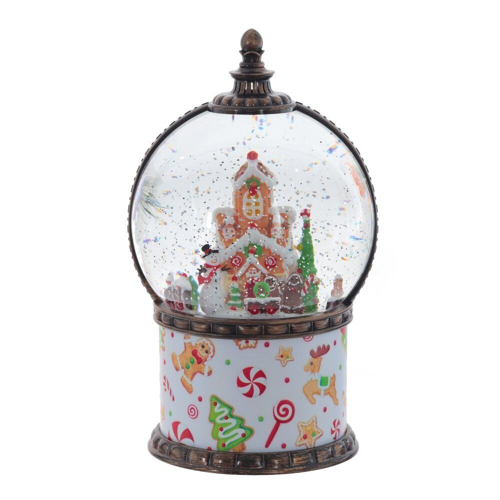 GAEM Фигурка декор в шаре "Пряничный дом" (подсвет, муз, вьюга, движ, AAх3 н/п +USB 100 см), L13 W13 H21