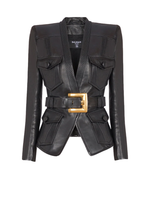 Куртка из кожи ягнёнка с одной пуговицей и поясом от Balmain