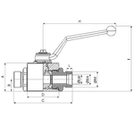 Кран 2-х ходовой шаровый M12x1.5 6L DN 06 P=500