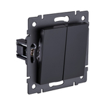 Выключатель 2-клавишный проходной 10А/250В, черный матовый Kollinger REA-S-009BM для Aspekt, Eleganz, Reflex