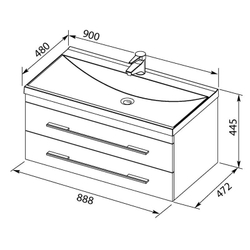 Тумба с раковиной Aquanet Нота NEW 90 светлый дуб