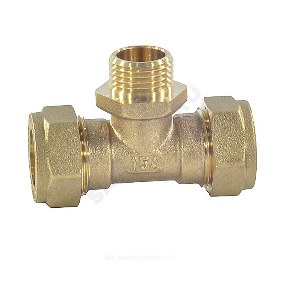 Тройник латунь 15Aх1/2"х15 обжим/НР STAHLMANN STML1501/215BEF