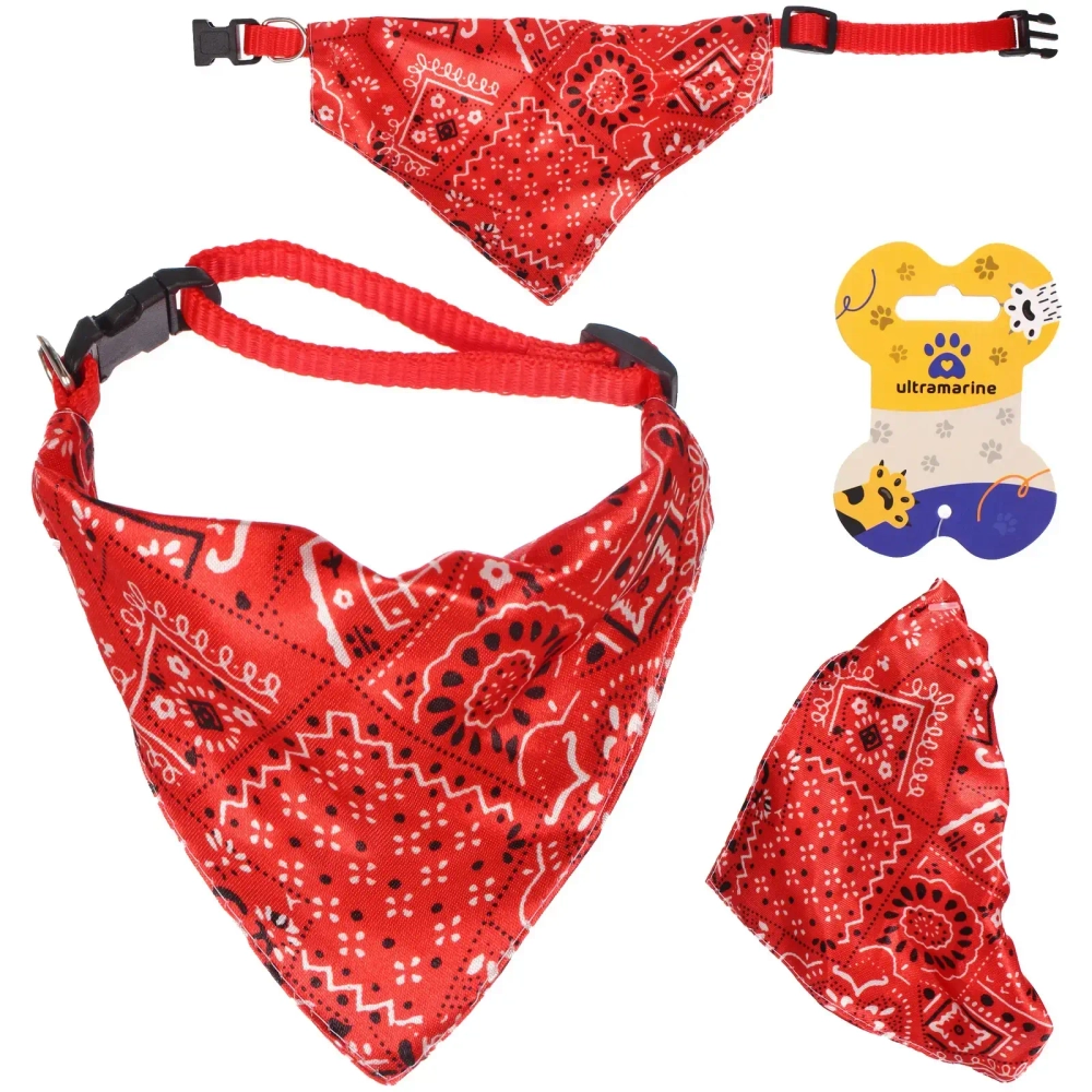 Ошейник с банданой для кошек и собак мелких пород «ЛЮБИМЫЙ БРО», цвет красный, р 23-40см/15*10*1,5см (лейбл)