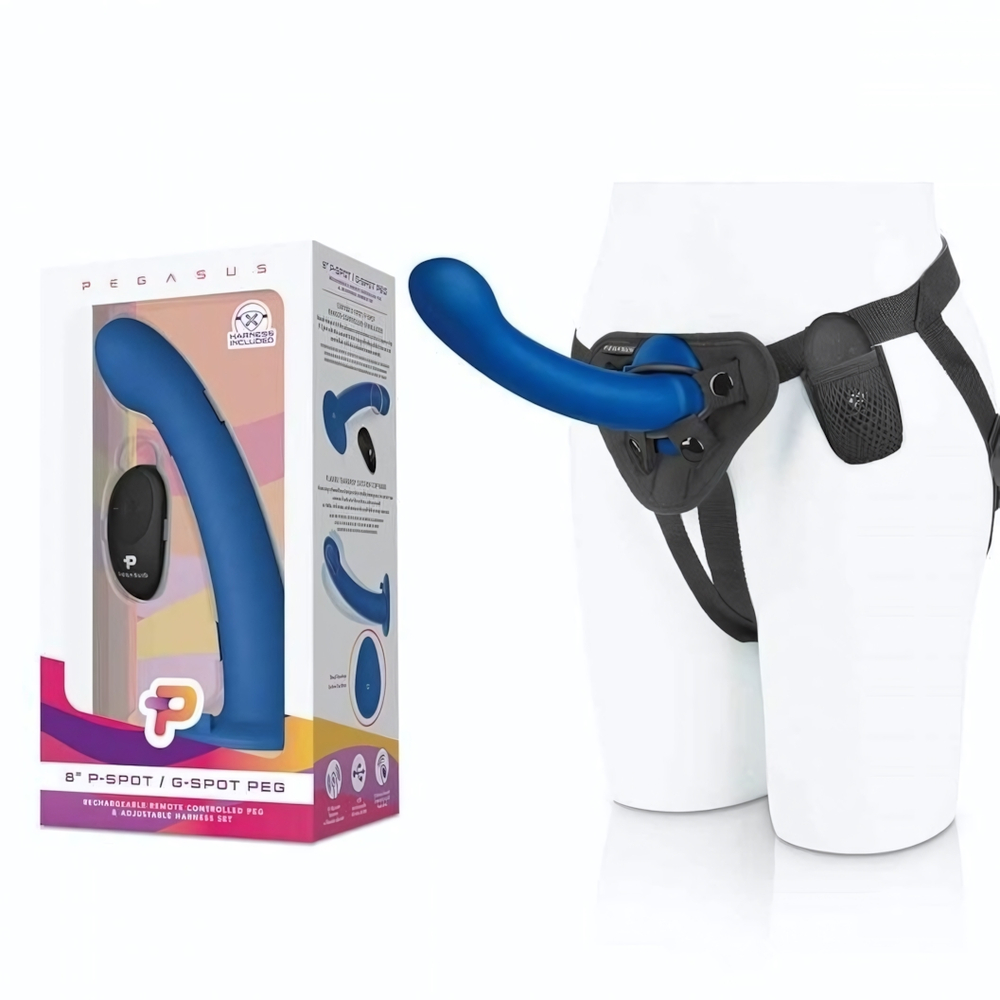 Синяя насадка Remote Control P-Spot G-Spot с черными трусиками - 20 см. (Цвет: синий с черным)