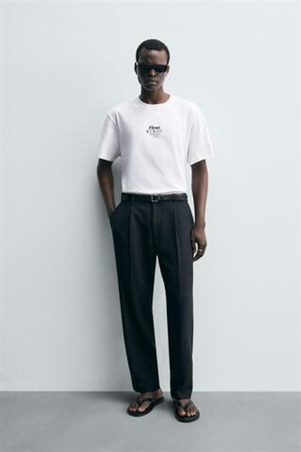 ZARA ФУТБОЛКА С КОНТРАСТНЫМИ ПРИНТАМИ, БЕЛЫЙ