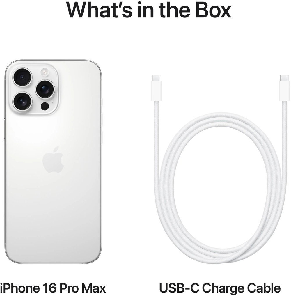 Смартфон Apple iPhone 16 Pro Max 256 ГБ, Dual: Только eSim, White Titanium (белый титановый)