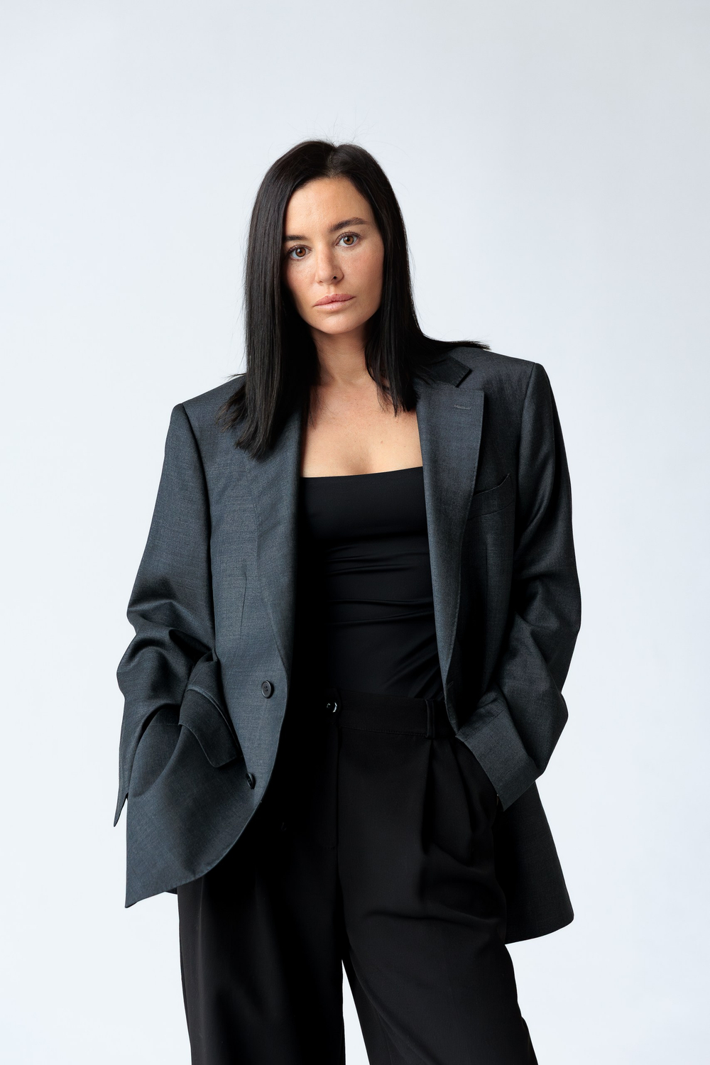 Пиджак апсайклинг из шерсти в сером цвете