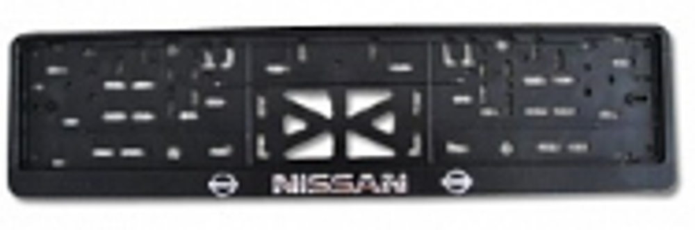 Рамка под номер пластик Черная защелка надпись Серебро - НИССАН\NISSAN шт 776134