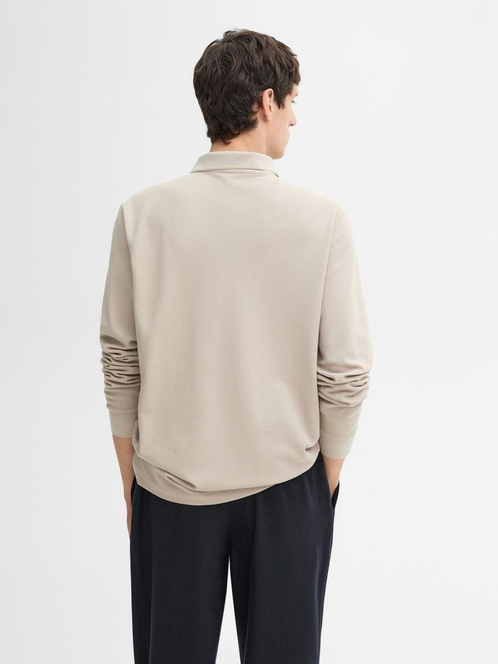 Massimo Dutti Поло с пуговицами, натуральный, кремовый