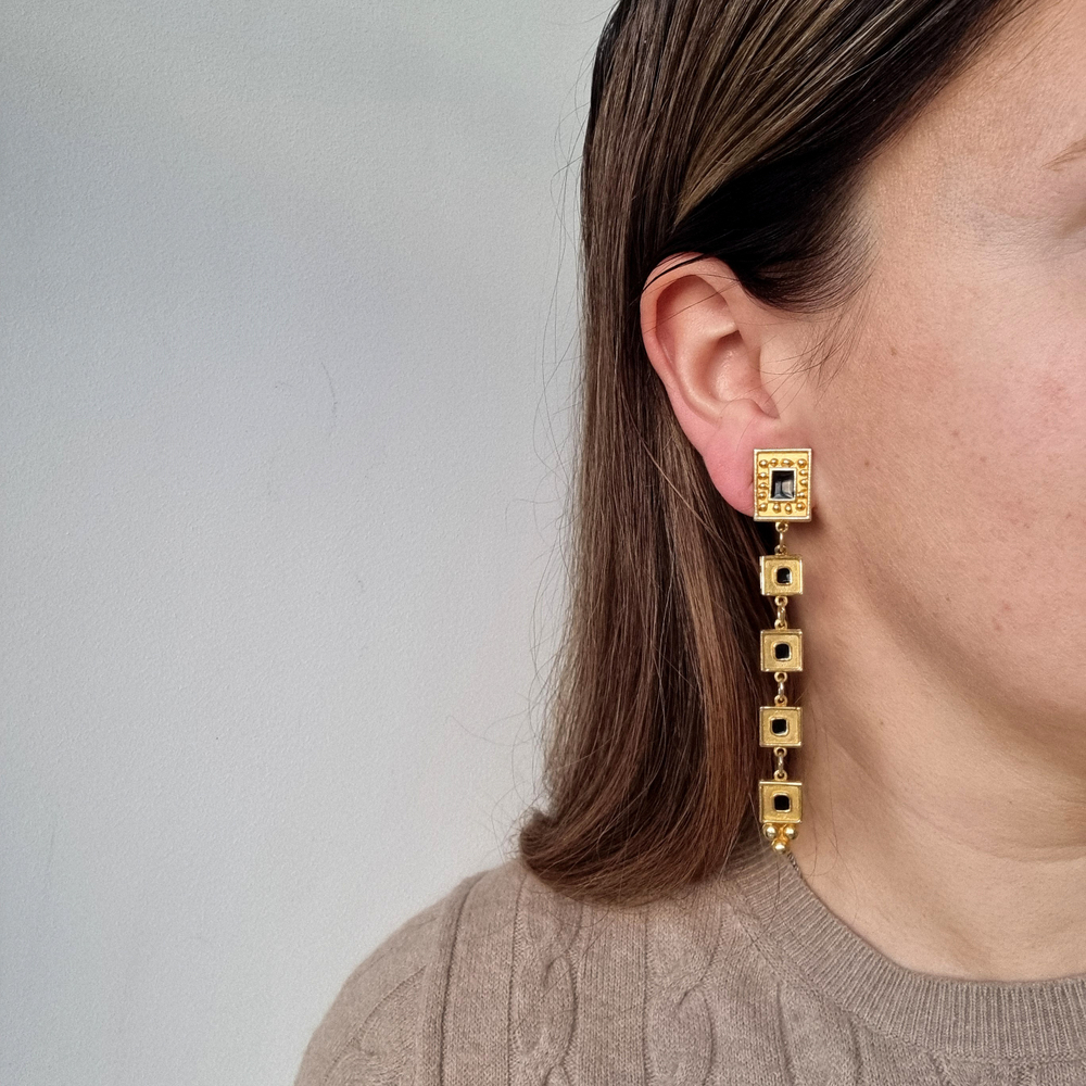 Клипсы длинные с эмалевыми вставками