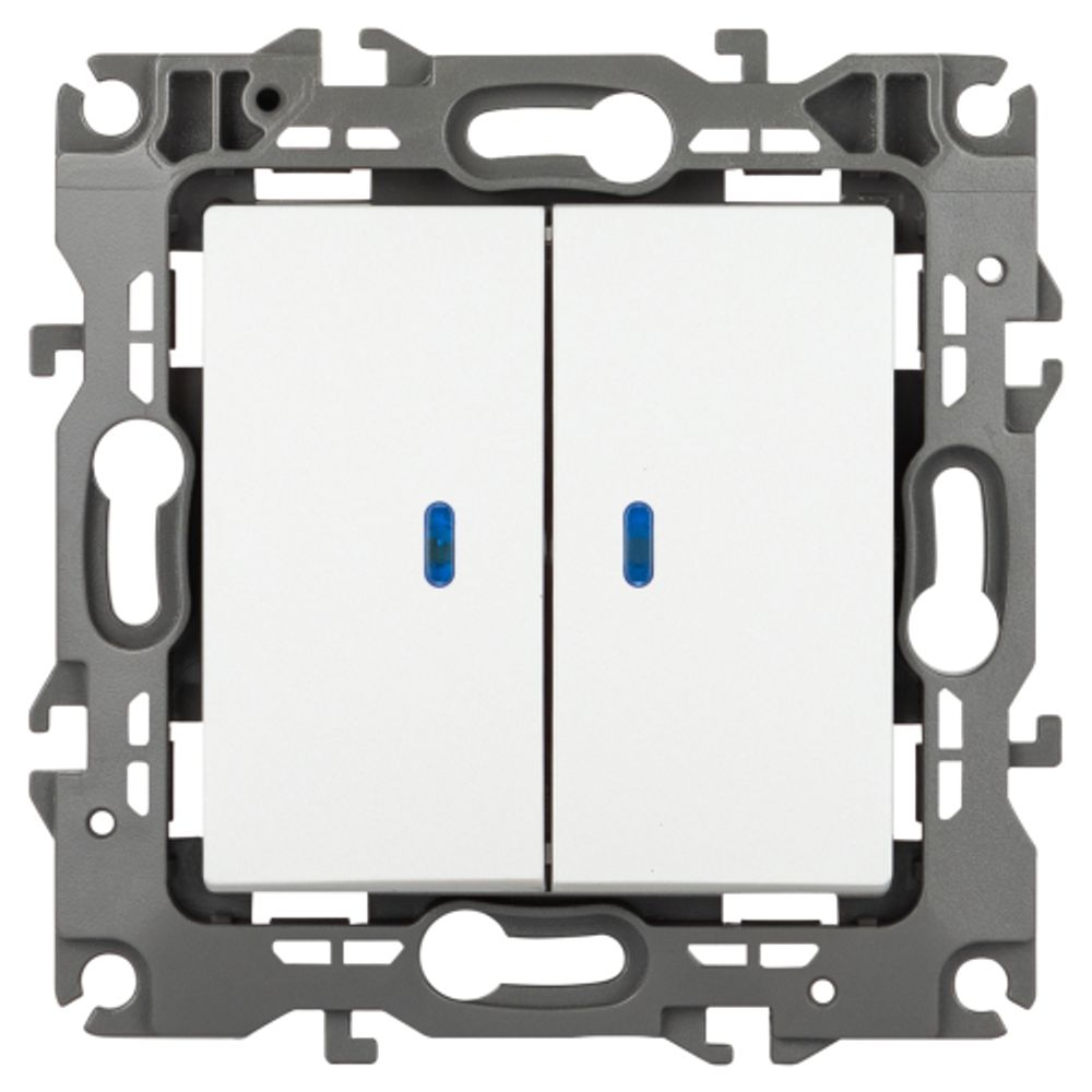 Выключатель ЭРА Серия 12 12-1105-01М двойной с подсветкой, 10АХ-250В, белый матовый