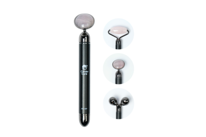 Роллер CleverCare 3-в-1 Y-образный с насадками из розового кварца, серый