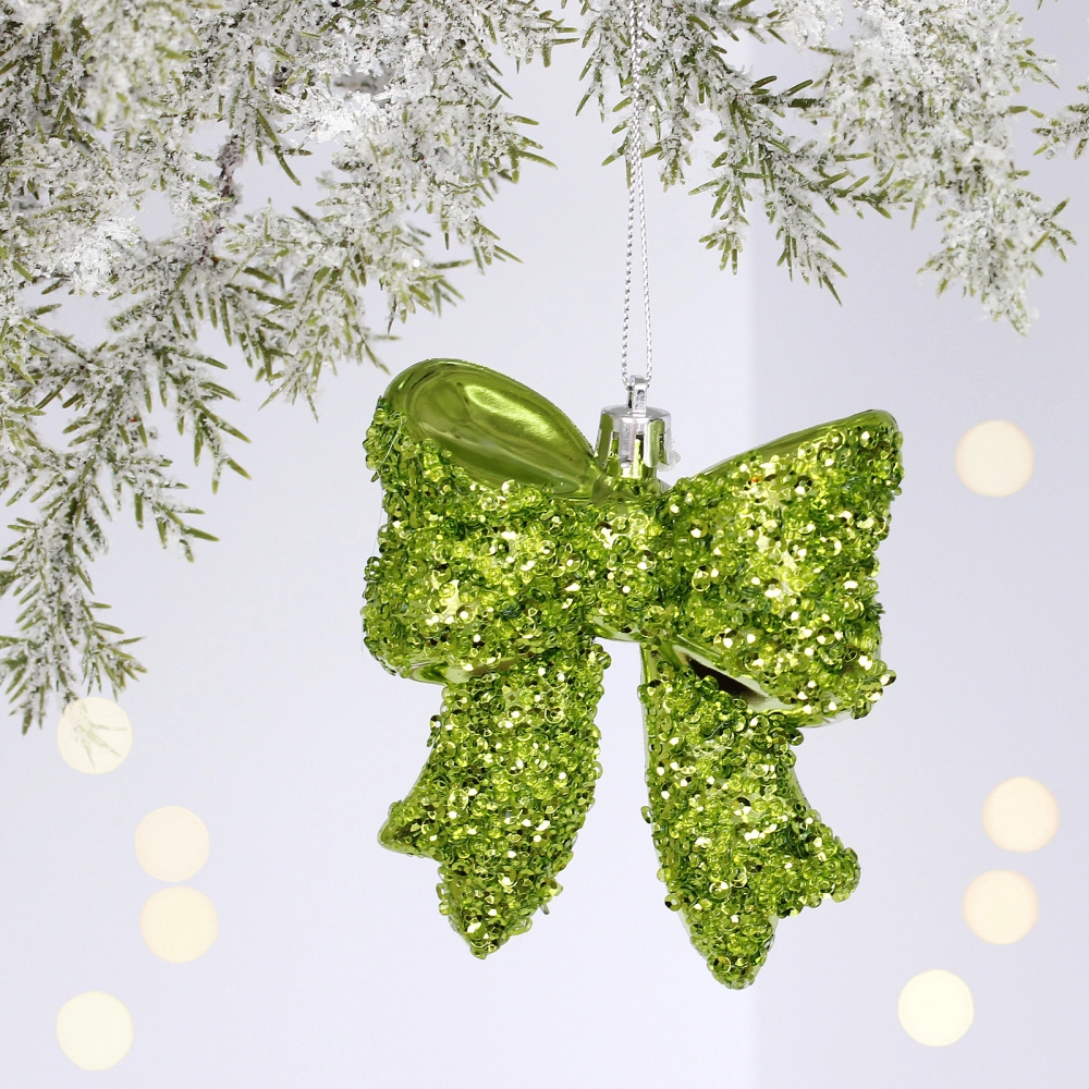 Ёлочная игрушка «Бант» 8.5*3*9.2 см, Салатовый