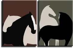 Модульная картина "Лошади. Абстракция"