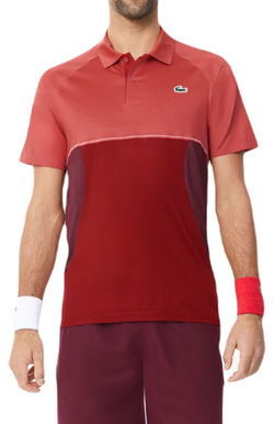 Мужское теннисное поло Lacoste Tennis x Novak Djokovic Ultra-Dry Polo - pink/bordeaux
