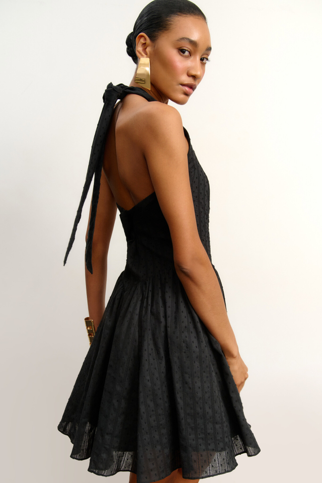 Платье мини из хлопка с бретелями