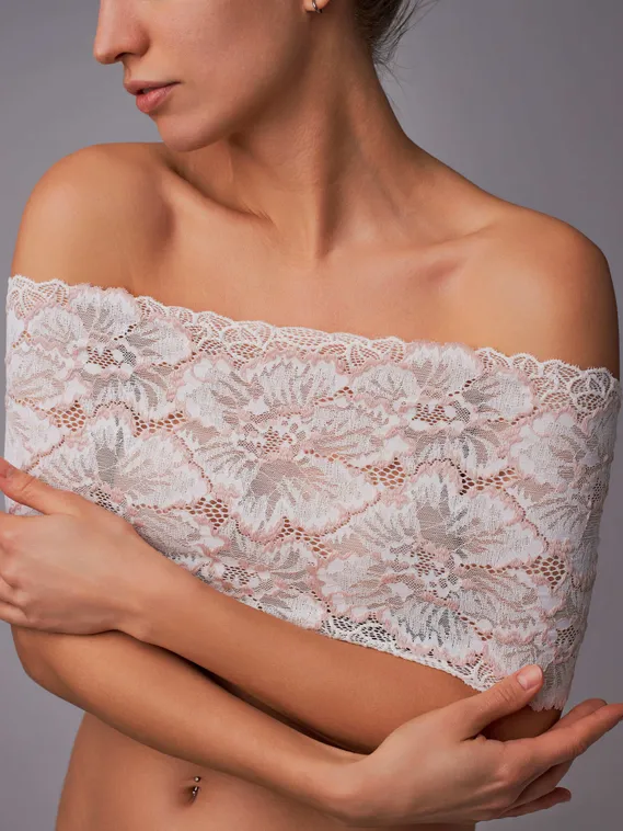 03-286 ОПТ Кружево эластичное 22 см, айвори/пудра