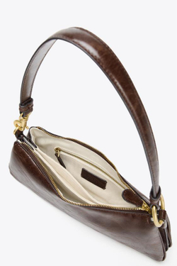 ZARA УДЛИНЕННАЯ СУМКА ЧЕРЕЗ ПЛЕЧО, ШОКОЛАДНЫЙ