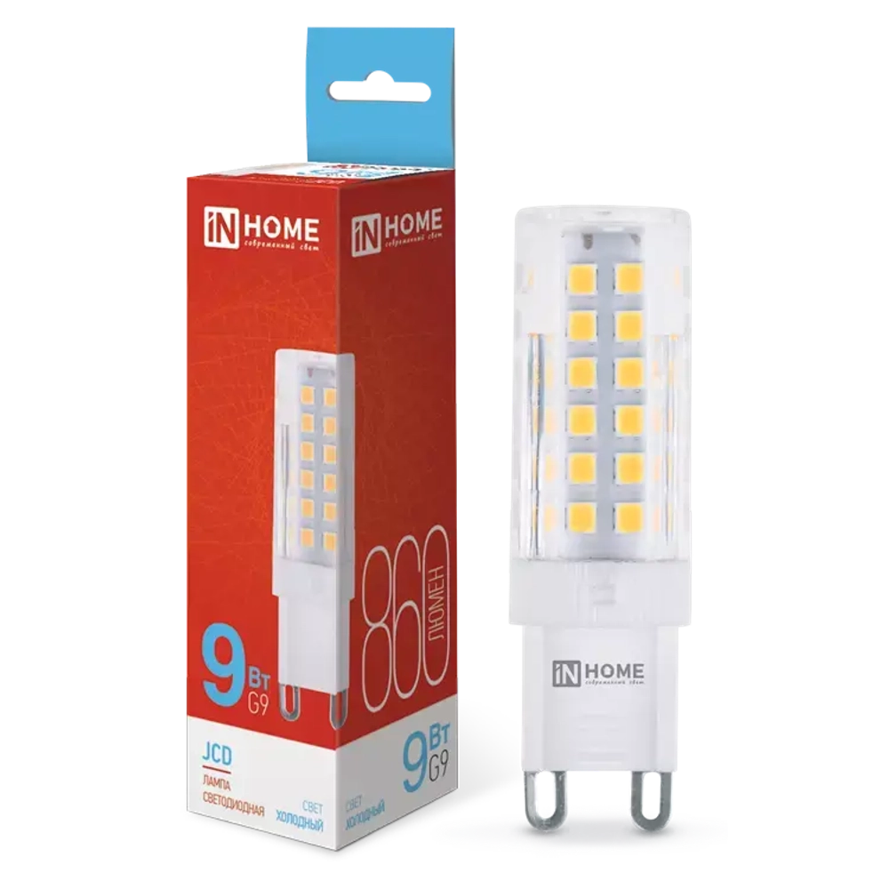 Лампа светодиодная LED-JCD 9Вт 230В G9 6500К ХОЛОДНЫЙ 860Лм IN HOME