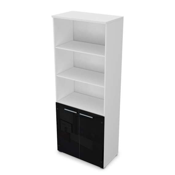 9Ш.005.28 Шкаф высокий со стеклом и открытыми полками (800*450*2045)