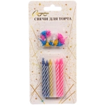 Свечи для торта (свечи 12 шт + подставки 12 шт) 7 см