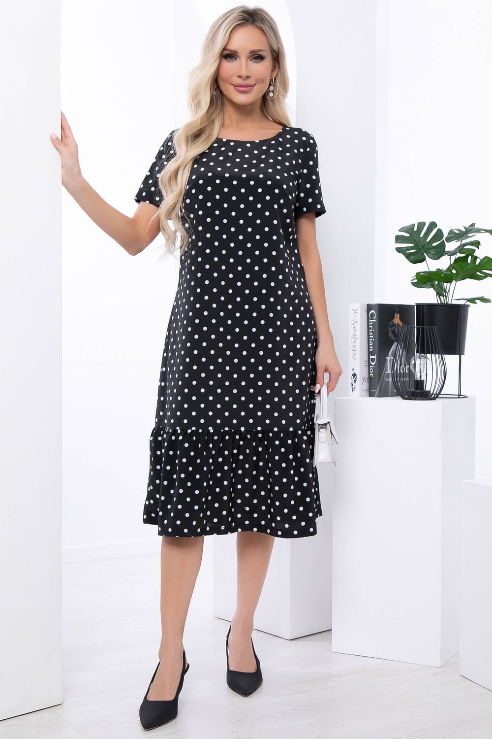 Платье "Эжени" (блэк/горох) П7061 LT Collection (Акция)