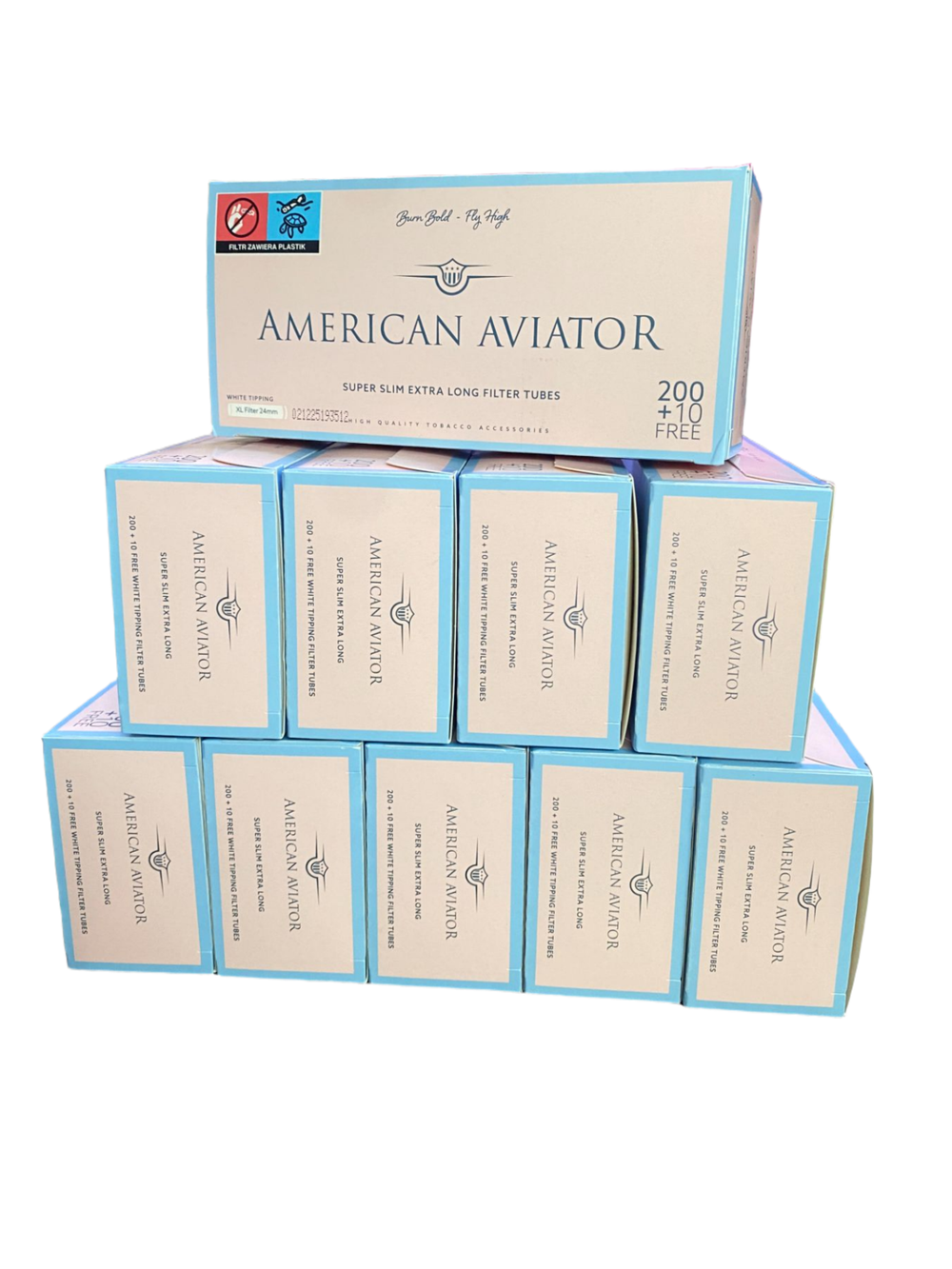 Гильзы для сигарет "American Aviator" Super Slim XL 24мм White 10х210шт (Комплект)