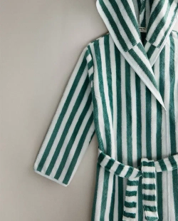 ZARA HOME ДЕТСКИЙ БАННЫЙ ХАЛАТ В ПОЛОСКУ, ЗЕЛЕНЫЙ