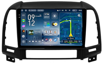 Магнитола для Hyundai Santa Fe 2 CM 2006-2012 (рамка черная) - Teyes CC4-PRO монитор 9.5" 2K QLED на Android 13, Snapdragon 778G, AI, CarPlay, DSP, 4G SIM-слот