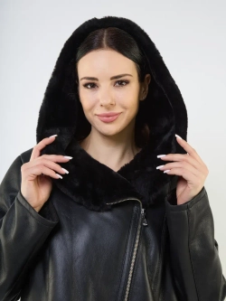 Дубленка зимняя натуральная с капюшоном авиатор пилот