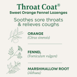 Traditional Medicinals, Organic Throat Coat®, сладкий апельсин и фенхель, 16 леденцов от кашля с ментолом