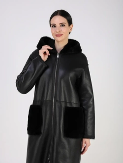 Дубленка зимняя натуральная с капюшоном шуба
