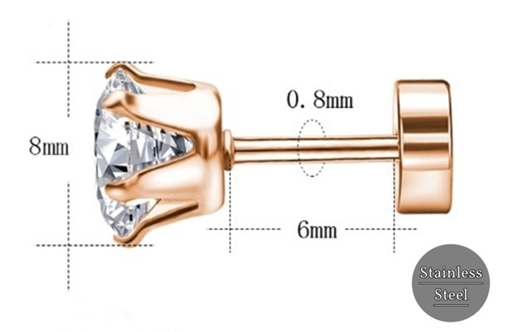 Микроштанга ( 6 мм) для пирсинга уха с кристаллом 8 мм. Медицинская сталь.