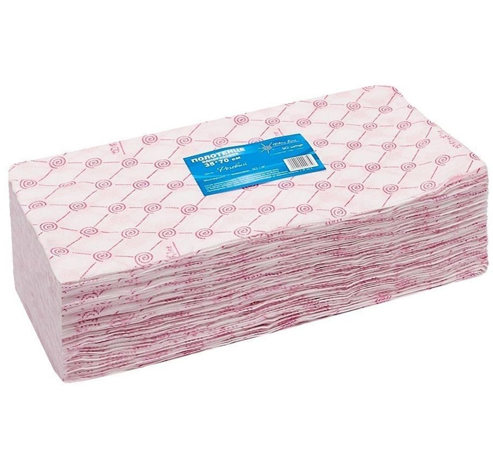 Полотенце одноразовое спанлейс  35х70 см, 50 шт/уп, цвет розовый