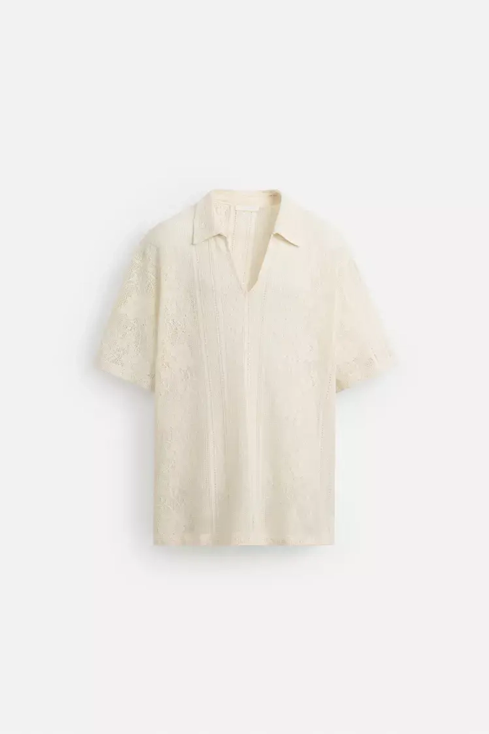 ZARA ЖАККАРДОВОЕ ПОЛО С УЗОРОМ, ЭКРЮ