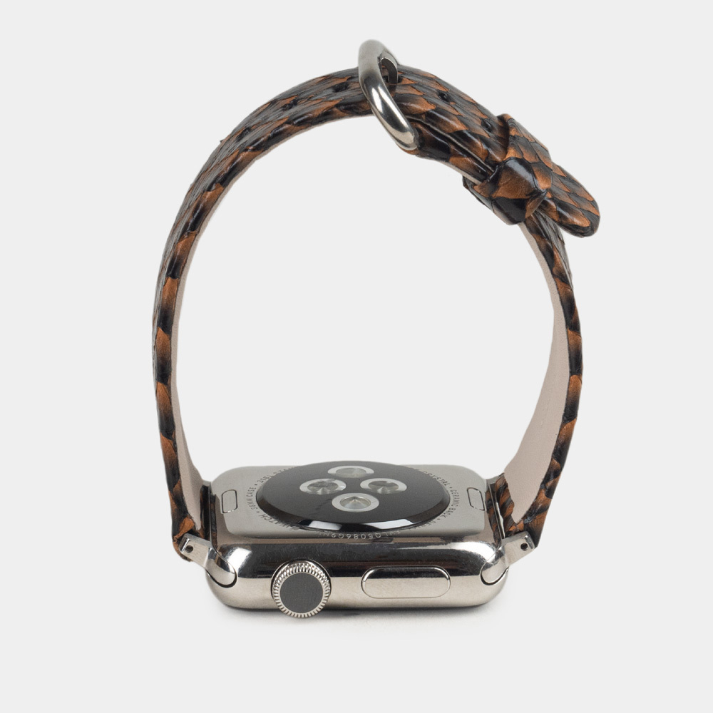 Ремешок для Apple Watch 40/41/42 mm из кожи лосося, цвета черно-оранжевый градиент