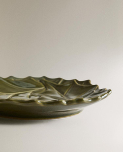 ZARA HOME НОВОГОДНЯЯ ТАРЕЛКА ДЛЯ ХЛЕБА ИЗ ФАРФОРА С УЗОРОМ «ПАДУБ», ЗЕЛЕНЫЙ