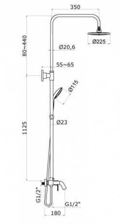 Душевая система Azario TEVIS со смесителем, хром (AZ-15490531)