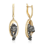 Серьги «Королевы саванны» с английским замком из лимонного золота