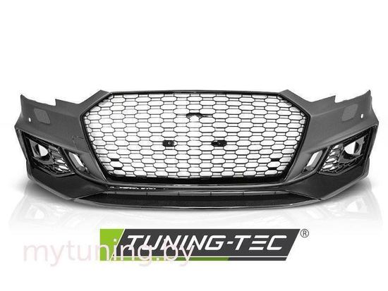 Бампер передний SPORT GLOSSY BLACK PDC для AUDI A4 B9 08.15-19