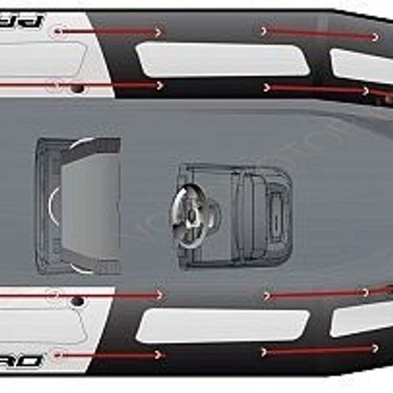 Лодка надувная ZODIAC PRO 550 TOURING ПВХ ( черно-серые баллоны, серый корпус )