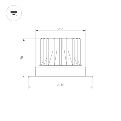 Светильник MS-ATLAS-TRIMLESS-R70-12W Warm3000 (WH, 32deg, 230V) (Arlight, IP20 Металл, 5 лет) 037056(1)