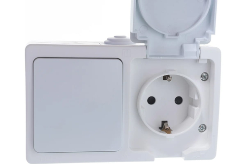 Выключатель 1-кл+розетка с/з 16А UNIVersal Аллегро з/ш IP54