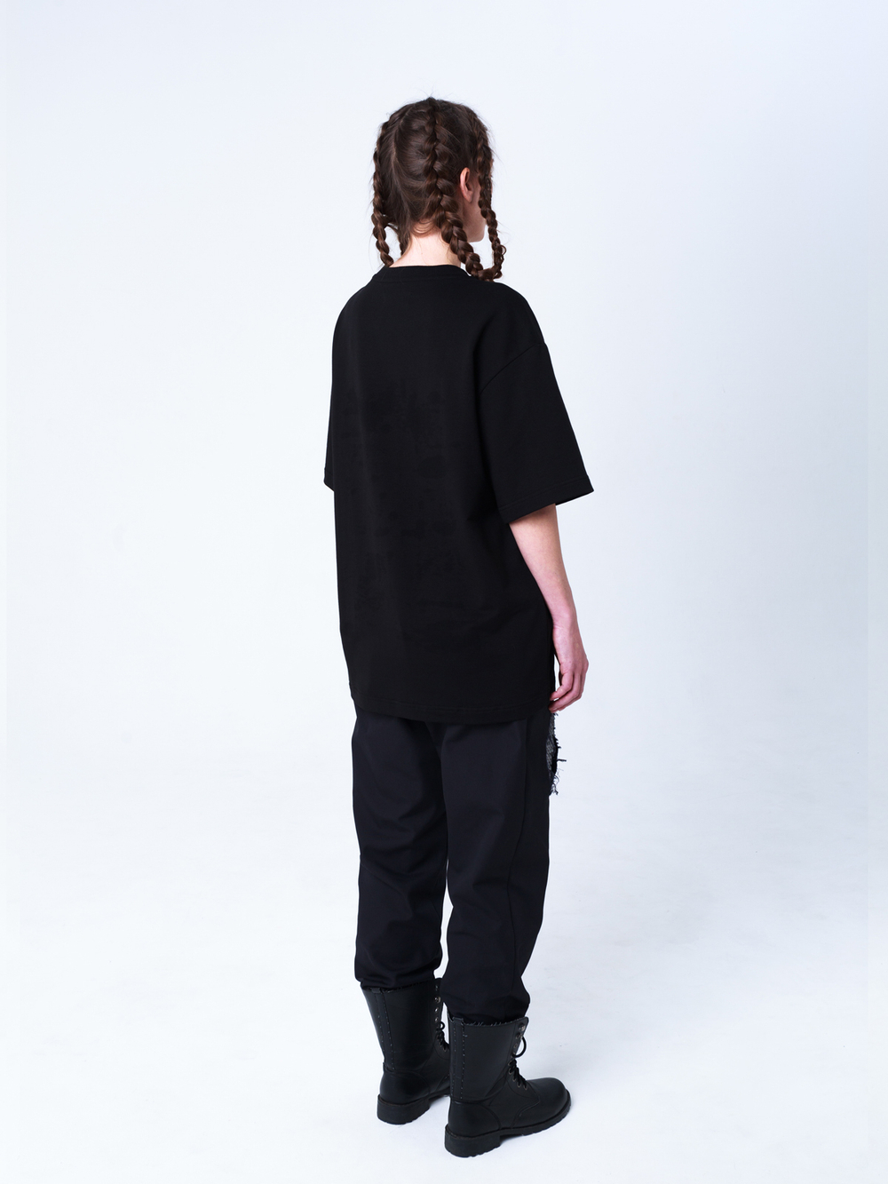 Футболка с принтом "Кот Баюн". Черная