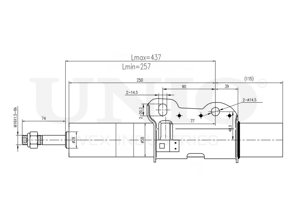 Амортизатор газовый передней подвески UNIO SAB-10596
