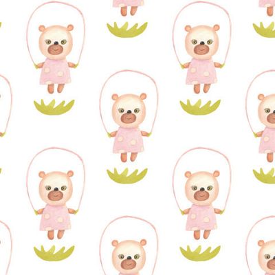 Нежные паттерн с медвежонком на белом фоне фоне