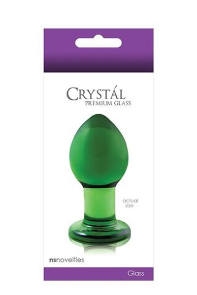 Зеленая стеклянная анальная пробка Crystal Medium - 7,5 см. (Цвет: зеленый)